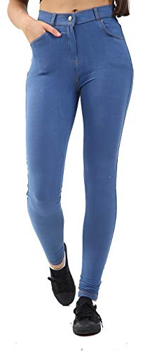 GW CLASSY OUTFIT Women Ladies Plain Skinny Jeggings Stretch Jeans Denim Look Pant Leggings Trouser UK Size 8-16 (16-18, Blue-Jeggings)