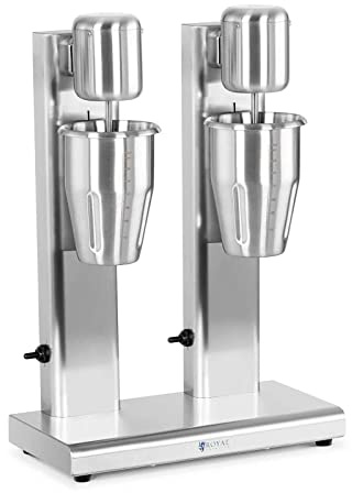 Royal Catering RCPMS-160S mjölkshaker dubbel 2 x 1 l 15 000 varv/min rostfritt stål mixer högpresterande mixer