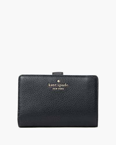 Kate Spade New York Leila Medium kompakt dubbelvikt plånbok läder svart, Svart, Medium, Dubbelvikt plånbok