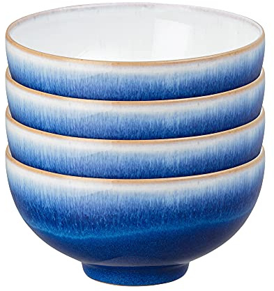 Denby Blue Haze Reisschalen Set von 4 – spülmaschinenfest, mikrowellengeeignet – Keramikgeschirr aus Steingut