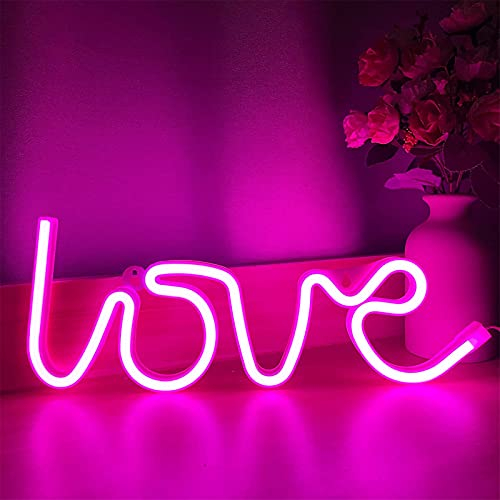 ENUOLI Liebe Pink Neon Sign - LED Wandleuchte für Mädchenzimmer - Love Light Art für Valentinstag