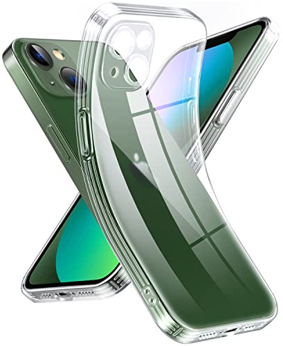 Supdeal Custodia Trasparente per iPhone 13, Mai Gialla con Protezione Fotocamera, Cover Case in Silicone Trasparente Ultra Sottile e Leggera, 6,1, Trasparente