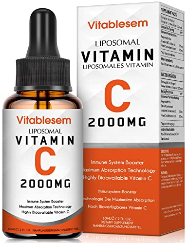 Liposomales Vitamin C Flüssig 2000 mg, Hochdosierte Ascorbinsäure, Maximale Absorption, Hochgradig Bioverfügbar, Sojafrei, Vegan, Gentechnikfrei