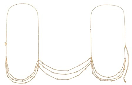 Wycian Körperkette Brust, Körperkette Gold 3 Schichten Sexy Kristall Legierung Verstellbare Brustkette für Damen Mädchen