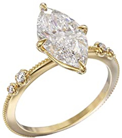 JASXEYO 925 Silver Plated Gold Engagement Rings 9x16mm Oval Cut Solitaire Cubic Zirconia CZ Wedding Promise Rings for Her Wedding Bands for Women Size 6-10 (6)