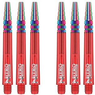 RED DRAGON Nitrotech joniska mellanliggande röda dartstjälkar – 2 set per förpackning (totalt 6 stjälkar)
