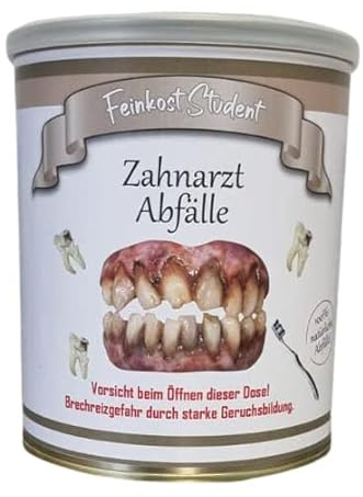 Zahnarzt Abfälle aus der Dose, Scherzartikel, Lustige Geschenkidee, Party-Brüller, Spaßgeschenk, Halloween, Geburtstagsgeschenk von Feinkost Student