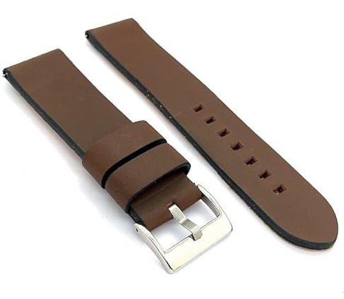 Diloy Bracelet montre cuir vintage sans couture 383 | Bracelet cuir bovin ciré vintage, épais, doublure nubuck, 4 mm, changement rapide ou outils