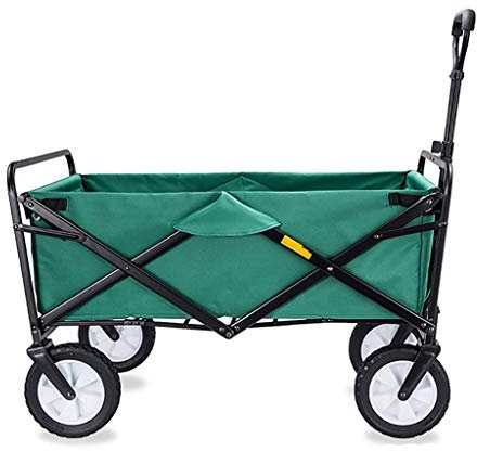 MOLVUS Folding Garden Trolley Cart Heavy Duty Wagon Multi-function Shopping Cart for Outdoor Camping Beach Supermarket With 4 Wheels, Load：80kg (Green)
