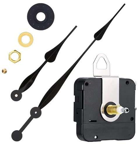 CABLEPELADO Mecanismo Movimiento Reloj Cuarzo silencioso, Kit de reparación de Reloj, Reloj creación 3D, manijas Reloj, Movimiento del Reloj, Aguja Minutos 203 mm, Aguja Horas 305 mm, Negro