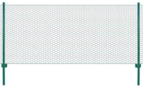 Homgoday Nätstängsel med stolpar, trädgårdsstaket, dammstaket, nätstaket, metallstaket, staket, staket, djurinhägnad, frihagnad, stål, 25 x 0,5 m grön