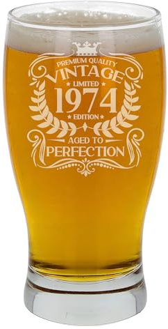 Always Looking Good Verre à bière gravé pour 51e anniversaire pour homme - Vintage 1974 - Verre à bière gravé - Cadeau pour les enfants de 51 ans - Verre à bière tulipe gravé