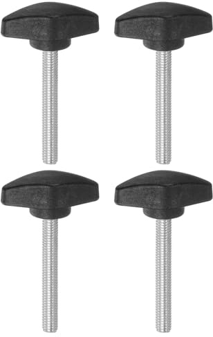 QUARKZMAN 4 Stück Rändelschrauben M6 x 50mm Flügelschraube mit T-förmige Handgriff, Verzinkte Kohlenstoffstahl Gewindebolzen Daumenschrauben 36mm Spannschraubenknopf für Schnellentfernung