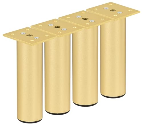 TCHOSUZ 2 Inch / 5cm Metal Furniture Legs,Set of 4 Aaluminium Alloy Round Table Sofa Legs Couch Feet with Screws, Modern Furniture Replacements Feet for DIY Cabinet TV Bench Stand Gold