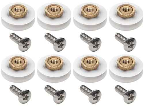 Shower Door Rollers 8 Pieces V Grooved 19MM Wheel Dia Shower Door Wheel Runner Roller Shower Door Wheels
