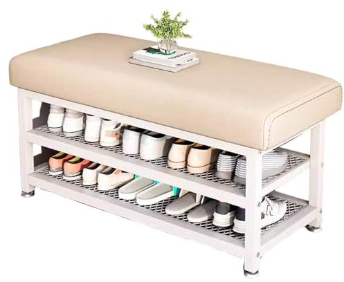 DECORN Schuhbank, 3-stufiges Schuhregal, Schuh-Organizer-Aufbewahrungsbank, Eingangsbank mit Netzregalen, für Eingangsbereich, Wohnzimmer, Flur, Einfache Montage,E-23.6 Lx12.2 Wx19.3 H