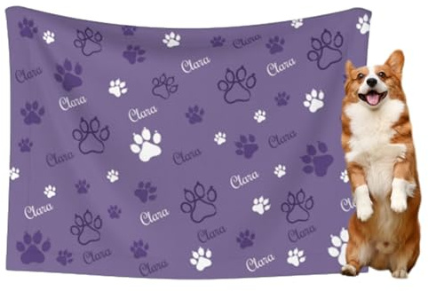 Naispanda Personalisierte Hundedecke Personalisierte Haustierdecke mit Namen, Personalisierte Geschenke für Welpen Hunde und Katzen individuelle Decke Geschenke für Haustierliebhaber