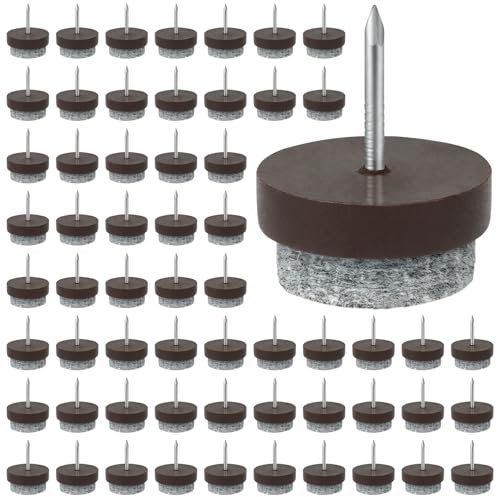 Flintronic 60 Piezas Protectores Patas Sillas Fieltro, Protectores Patas sillas Fieltro con Clavo, 22 MM Redondo Almohadillas de Fieltr-o Tornillo, para Muebles de Madera Pat-as de Silla