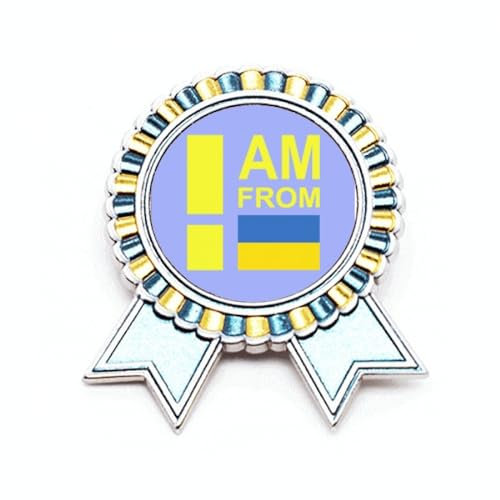 Brosche I Am From Ukraine, Art-Deco-Stil, modisch, Anstecknadel, Gewinner-Auszeichnung, Medaille, M, Metall
