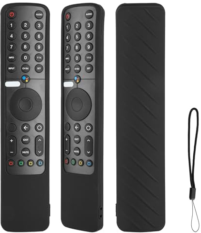 Funda para Mando a Distancia de Silicona Compatible con TV P1 32 43 55 Android Q1 75 LED TV XMRM-19 Mando a Distancia por Voz Cubierta Protectora antigolpes con Negro y cordón
