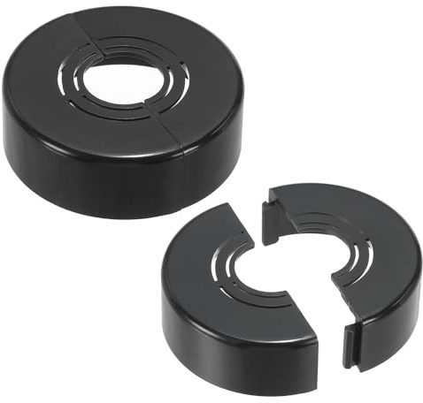 PATIKIL Rohrabdeckung Wand Split Flansch 20mm/25mm/32mm, 2 Stück Rohrmanschette 25mm dickes Zuschneidbares ABS Runde Armaturen-Abdeckung für Wasserhahn Küchen Dekoration, Schwarz