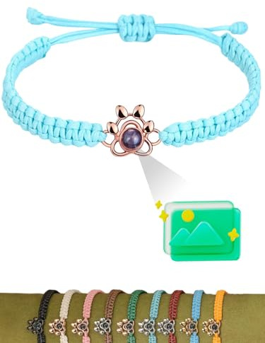 AAQ Personalisiertes Foto Armband für Damen Herren Maßgeschneidertes Projektions Armband mit Bild im Stein, Personalisierte Geschenk für Paare Valentinstag Geburtstag