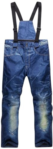 Pantalon de Ski pour Homme Jeans de Snowboard-Imperméable Chaud Coupe-vent et Epaissie Casual Bretelles de Ski en Jean imperméable et Respirant pour Homme pantalon de harnais pantalon de ski
