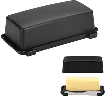 Butter Dish with Lid, Black Butter Dish with Lid, Plastic Butter Holder Tray Container, Keep Your Butter Fresh and Ready for Spread, for Your Cooking Needs (Black)