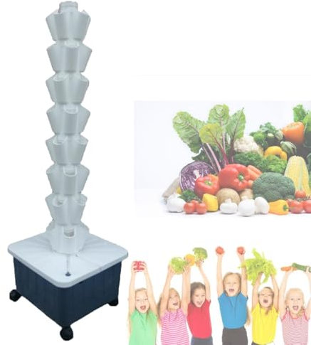 Kit de torre de cultivo vertical, torre de cultivo hidropónico vertical sin suelo, torre hidropónica, jardineras verticales para hogar, jardín, granja e invernadero.,White-8-layer