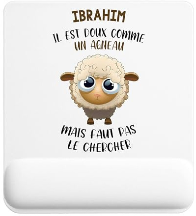 Planetee Tapis de Souris Ibrahim Agneau | Accessoire Bureau Ergonomique - Idéal pour Anniversaire, Collègue, Secret Santa Noël, Fête des Pères et Fête des Mères