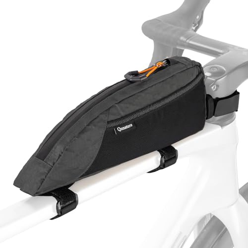 Qunature Borsa Telaio Bici Capacità 1L, Borsa Triangolare Tubo Superiore, Borsello Bici da Corsa, Leggera e Stabile, Facile Installazione, Ideale per Bicicletta MTB Mountain Bike Bikepacking, Nero
