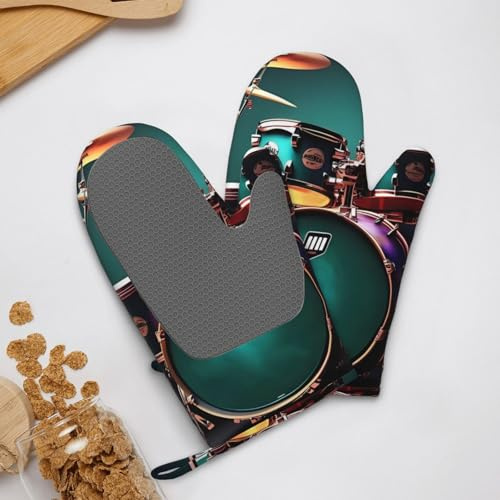 Lot de 2 gants de cuisine en silicone, résistants à la chaleur, antidérapants, doublure en coton doux, gants de cuisson, gants de barbecue, pour la cuisine, la cuisson, le grill, le micro-ondes