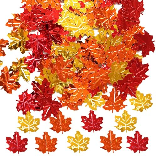 Coriandoli con foglie autunnali, coriandoli con foglie d'acero,Coriandoli sparsi per la tavola delle feste con decorazioni autunnali | 15g Giorno del Ringraziamento Foglie d'acero Paillettes Coriandol