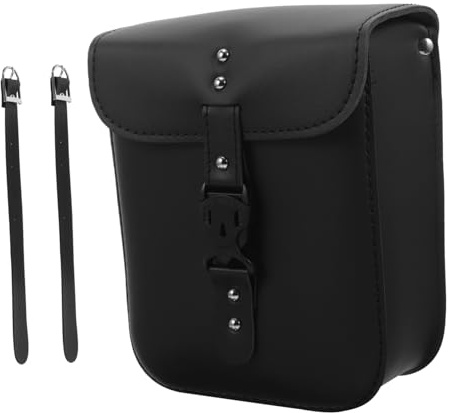 ARTSEWPLY Bolsa de Herramientas para Motocicleta Vintage de Sintético Bolsa de Sillín y Lateral Multifunción Diseño Retro Elegante Color Negro Frontal o Trasera para Moto y Scooter