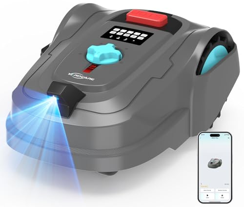 YARDCARE M800Plus Robot Tondeuse sans Fil périphérique, positionnement GPS, Vision IA pour Jardins Jusqu’à 800 m², Coupe en U, contrôle Via Application, évitement Intelligent des Obstacles, Vert Gris