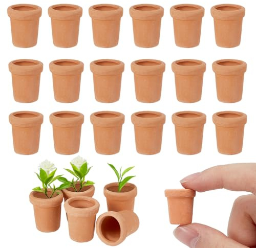 NBEADS 20 mini macetas de cerámica, terracota y terracota, macetas pequeñas de arcilla para suculentas, mini maceta de cerámica de arcilla para plantas de interior/exterior, manualidades, recuerdos de