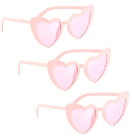 Chaks - Herzbrille Damen, 3er-Set, Brille für Festival | Accessoire für Festival, Hochzeit und Party, Herzförmiges Retro Design, Bride Crew Look