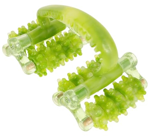 HAMPPLIES Massaggiatore Cervicale e Spalle con Rullo di Precisione in Pp Verde, Massaggiatore Manuale Portatile per Collo e Schiena con Funzione Rilassante e Terapia a Pressione