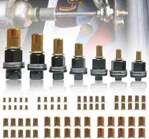 BRGD 357 Stück Nietmuttern Nieten Set, Einpressmuttern Nietenzange für M3, M4, M5, M6, M8, M10, M12 Nietmutter Werkzeug, Enthält Jeweils 350 Stück Muttern