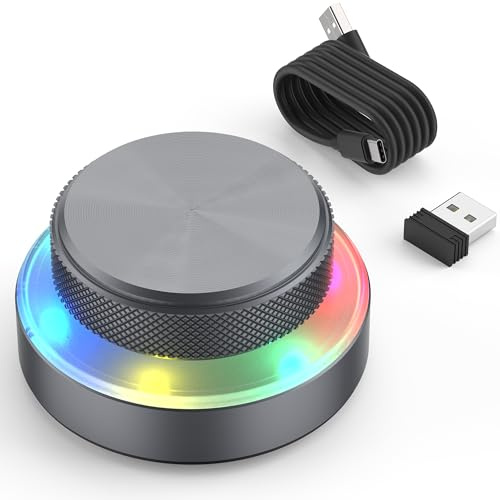 BRIMFORD Makro-Tastatur, Einhändige programmierbare Tastatur mit Makro-Panel (BT/2.4GHz/USB-C) für Gaming, Photoshop, Streaming | Anpassbares Scrollrad, Metallgehäuse, RGB (Einlagiger Drehknopf)