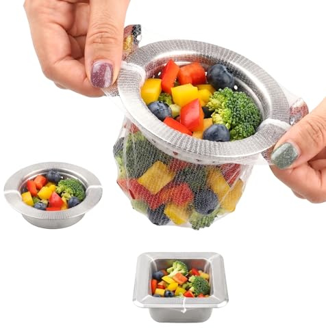 200-Pack Disposable Sink Strainer Bags – Ultra-Fine Elastic Mesh Food Catcher for Kitchen Drains - Anti-Clog Sink Filter Nets for Leftovers, Hair & Debris - Universal Fit for Sink Strainers