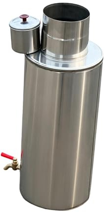 LOVIVER Stoves Water Tank Chimney Water Boiler Hot Tent Silver Firewood Parts High Performance Replace Sturdy Compatible Accessories, 11.4cmx19cm