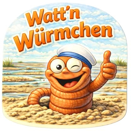 AstraDesign Kühlschrankmagnet Watt’n Würmchen – Lustiger maritimer 3D Dekomagnet aus Polyresin – Nordsee Magnet für Kühlschrank & Magnettafel 7x7 cm