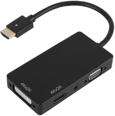 Adaptateur HDMI, 4 en 1 HDMI vers DVI 4K / VGA/HDMI 4K / Audio Câble de Conversion Vidéo Convertisseur Audio pour DV, Tablette, Décodeur, Téléviseur, Ordinateur, Projecteur, etc.