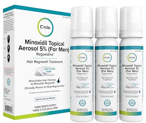 Minoxidil for Men Foam 5% - Unscented 3 Month Supply - Helps Restore Vertex Hair Loss & Thinning - 5% Minoxidil Foam For Men - Extra Strength Supports Hair Regrowth