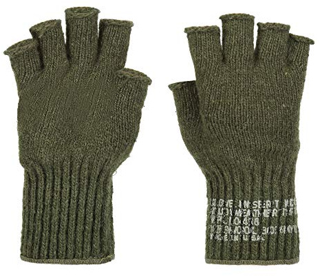 M MCGUIRE GEAR GI Wool Fingerless Glove Liner Inserts, Half Finger Outdoor Tactical Gloves, Skiing, Cycling, Running, Hiking and Climbing Gloves (OD Green)