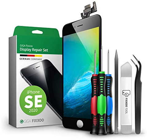 GIGA Fixxoo® Display für iPhone SE (2020) [inkl. Werkzeug-Kit] - Retina LCD Glas mit Touchscreen - Display Reparatur Set - Ersatzdisplay für iPhone mit Werkzeugkit