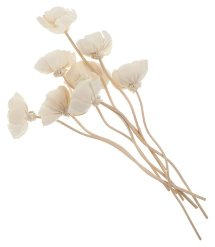 Diffusore di fiori, 8 pezzi, rose in rattan, per profumo e termico, bastoncini di ricambio per diffusore di aromi e bottiglie di vetro, 22 cm, decorazione floreale in legno