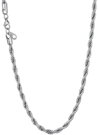 U7 Chaîne Homme Corde Collier à Maillon 3mm/6mm/9mm en Acier Inoxydable/Plaqué Or/Noir - Longueur 46cm/51cm/55cm/61cm/66cm/71cm/76cm