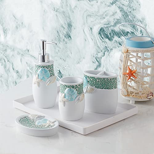 Sweet Home Collection Accessori da bagno collezioni uniche moderne classiche contemporanee decorative bellissimi disegni per vasca da bagno doccia, set da 4 pezzi (confezione da 1), paesaggio marino